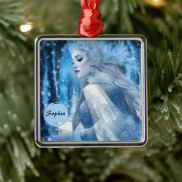 Beauty Snö Queen i Winter Wonderland, fryst Julgransprydnad Metall
