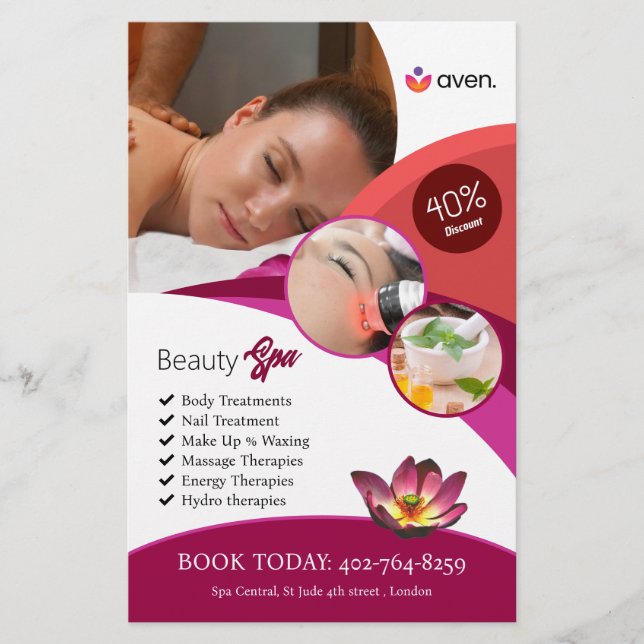 Beauty Spa Anpassningsbar Flyer (Framsidan)