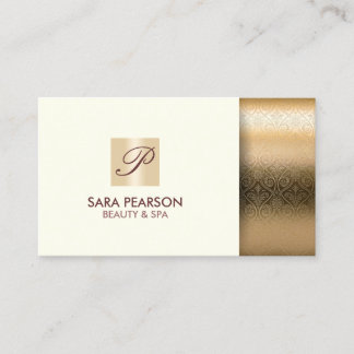 Beauty Spa Elegant Guld Monogram Visitkort