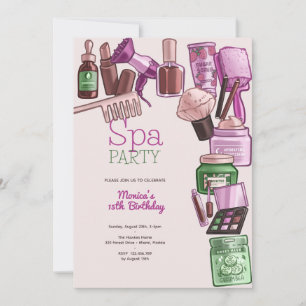 Beauty spa födelsedagsfest inbjudningar