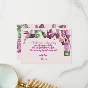 Beauty spa födelsedagsfest tack kort