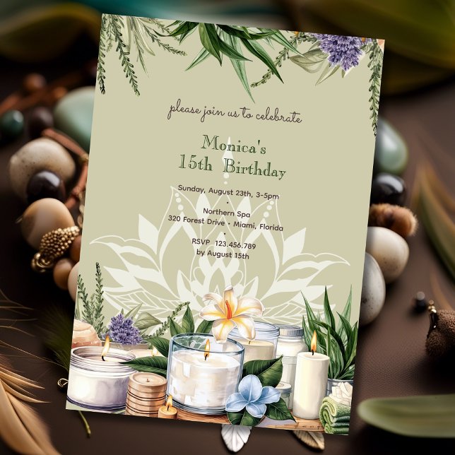 Beauty spa lotus-blomma inbjudningar (Skapare uppladdad)