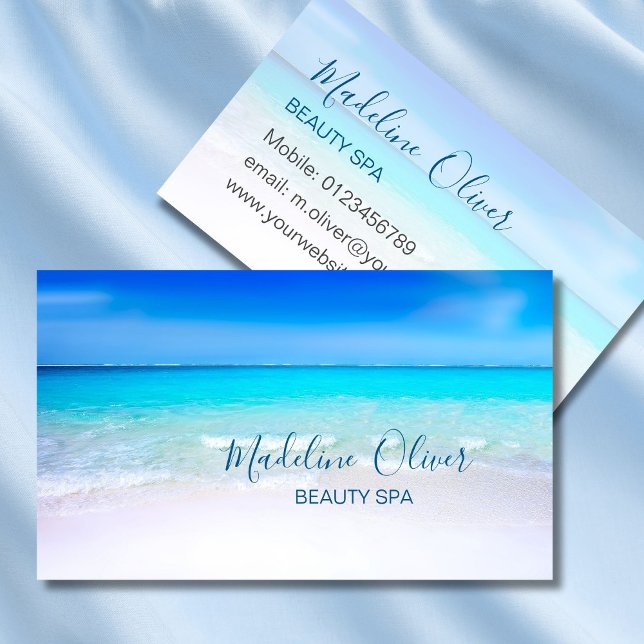 Beauty Spa Ocean Beach Sea Blue Snyggt Visitkort (Skapare uppladdad)