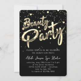 Beauty SPA Party Instant Download Black Guld Inbjudningar