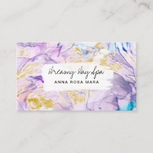 *~* Beauty Spa QR Abstrakt Rainbow Guld Visitkort