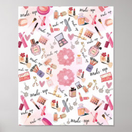 "Beauty Station" Sminkillustration Väggkonst