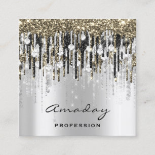 Beauty Studio Hairdresser Makeup Grått Guld Diamon Fyrkantigt Visitkort