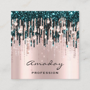 Beauty Studio Hairdresser Makeup Ro Drip Diamond Fyrkantigt Visitkort