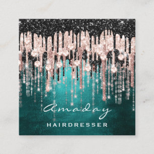 Beauty Studio Hairdresser Makeup Ro Grönt Fyrkantigt Visitkort
