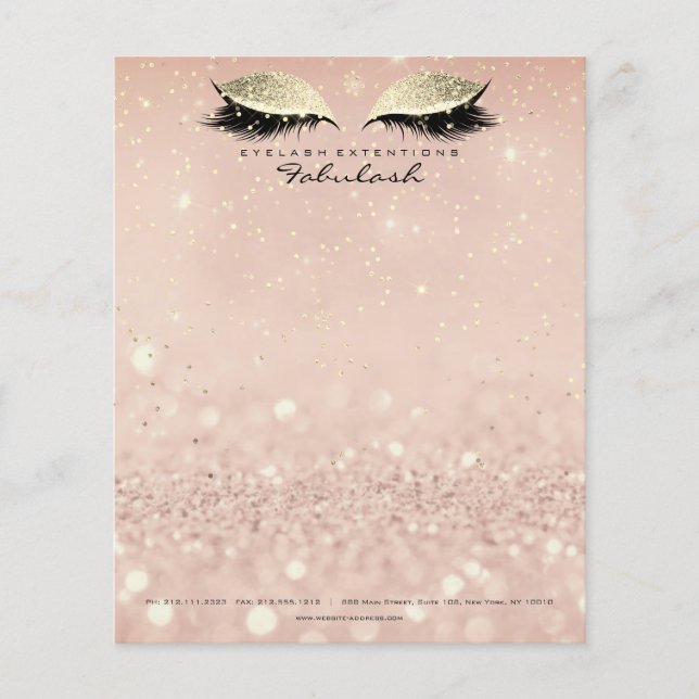 Beauty Studio Lash Makeup Stylist Guld  Flygblad (Framsidan)