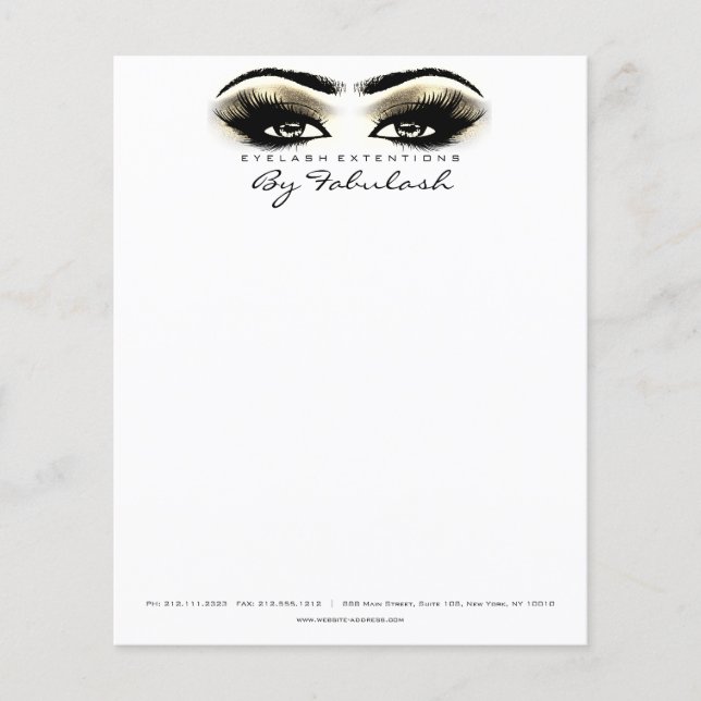 Beauty Studio Lash Makeup Stylist Guld Öga White Flygblad (Framsidan)