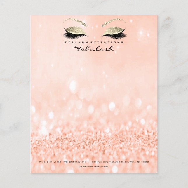 Beauty Studio Lash Makeup Stylist Guld Peach Flygblad (Framsidan)