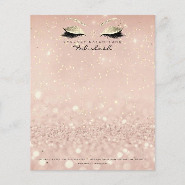 Beauty Studio Lash Makeup Stylist Guld Smala Flygblad (Framsidan)