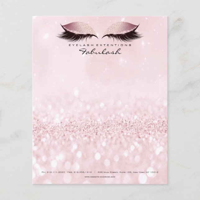 Beauty Studio Lash Makeup Stylist Pastel Rosa Flygblad (Framsidan)