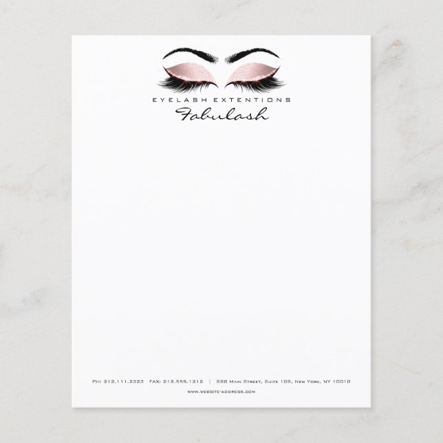 Beauty Studio Lash Makeup Stylist Rosa White Flygblad (Framsidan)