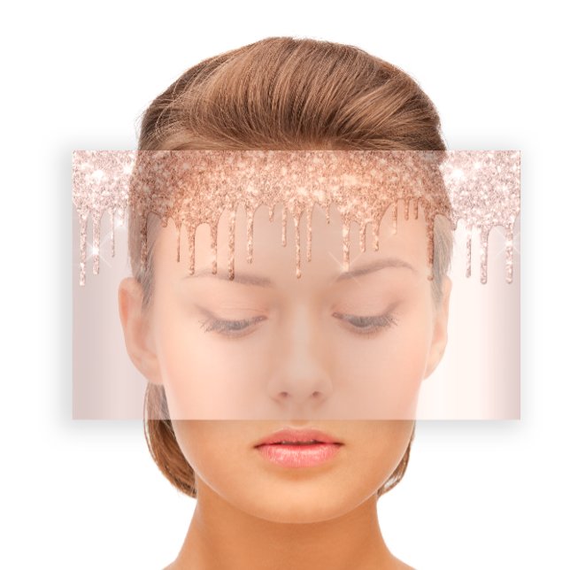 Beauty Studio Spa Lash Ro Guld Drips Hair Visitkort (Beauty Studio Spa Lash Rose Gold Drips Hair Business Card)