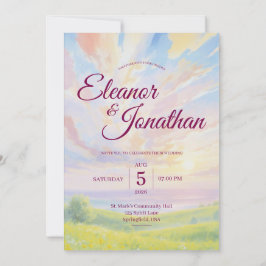 Beauty Sunset Watercolor Wedding Invitation Inbjudningar