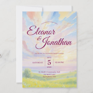 Beauty Sunset Watercolor Wedding Invitation Inbjudningar