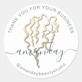 Beauty tack White Hair Beauty Guld Logotyp Namn Runt Klistermärke