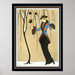 "Beauty & the Sparrow" Barbier Deco Skriv ut 12 x  Poster