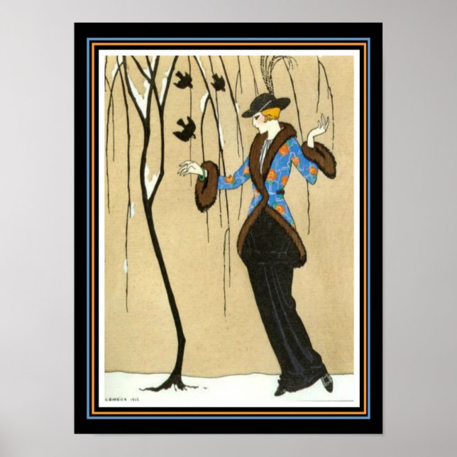 "Beauty & the Sparrow" Barbier Deco Skriv ut 12 x  Poster (Framsidan)