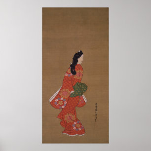 Beauty Tittar tillbaka av Hishikawa Moronobu Poster