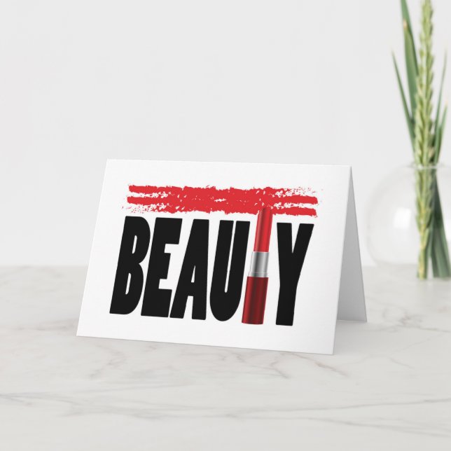 Beauty Typography Lipstick Kort (Framsida)