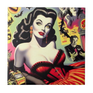 Beauty Vampire Pin-up Kakelplatta