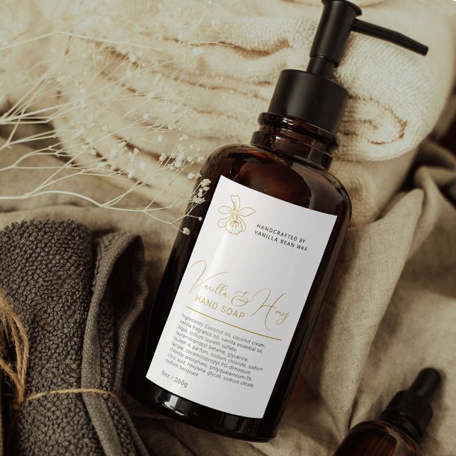 Beauty Vanilla-blomman guld, vit hand tvättat etik Vinetikett (Skapare uppladdad)