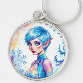 Beauty vinterelf-anchanted frost Queen art Rund Silverfärgad Nyckelring