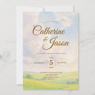 Beauty Watercolor Scenery Wedding Invitation Inbjudningar