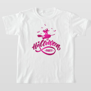 Beauty Witch Flies Broom Happy halloween T Shirt
