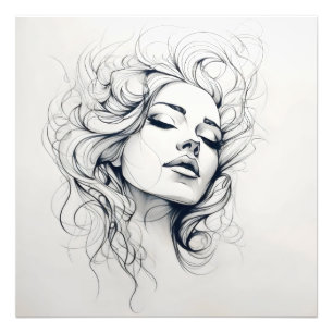 Beauty Woman Sketch Fototryck