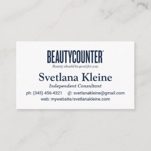 Beautycounter-Affärskort, lista aldrig kort