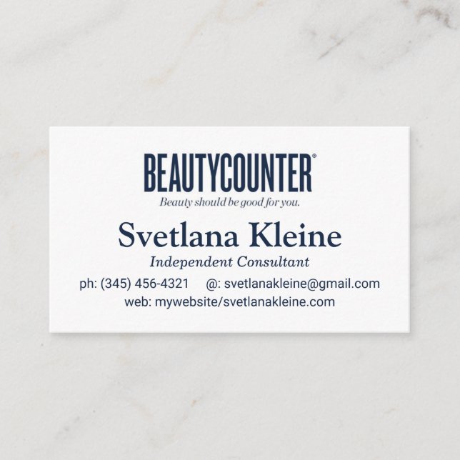Beautycounter-kassetter av visitkort (Framsida)