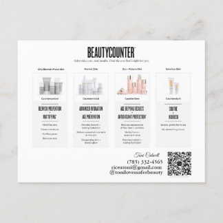 Beautycounter Skincare Regimens inbjudan Postcar Vykort