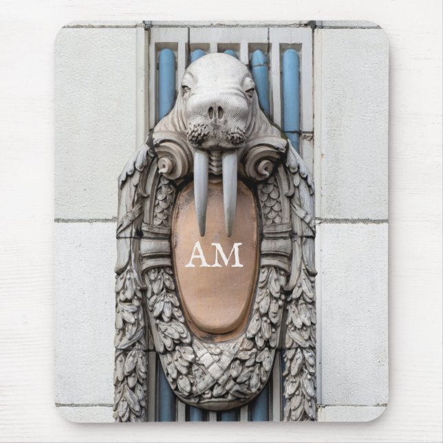 Beaux Arts Walrus Sculpture Anpassningsbar Monogra Musmatta (Framsidan)