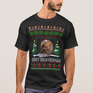 Beaver Älskare jul, ugly Julafton Beaver Sweater b T Shirt