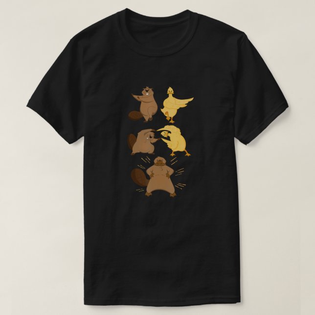 Beaver And Duck Fusion Dance Anime Funny Platypus  T Shirt (Design framsida)