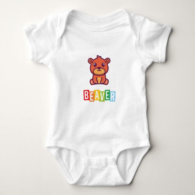 Beaver Baby Jersey Bodykostym T Shirt (Framsida)