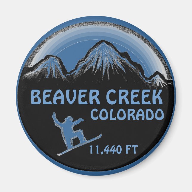 Beaver Bäck Colorado blue snowboard art magnet (Framsidan)