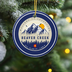Beaver Bäck Colorado Flagga Mountain Ski Souvenir Julgransprydnad Keramik