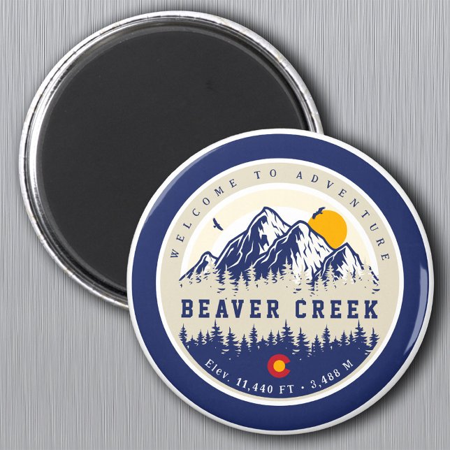 Beaver Bäck Colorado Flagga Mountain Ski Souvenir Magnet (Skapare uppladdad)