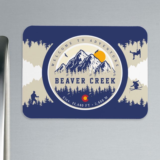 Beaver Bäck Colorado Flagga Mountain Ski Souvenir Magnet (Skapare uppladdad)