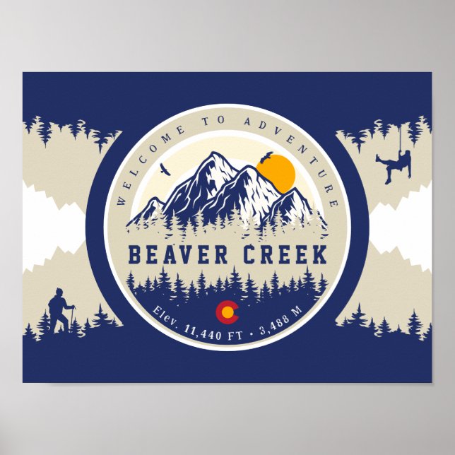 Beaver Bäck Colorado Flagga Mountain Ski Souvenir Poster (Framsidan)