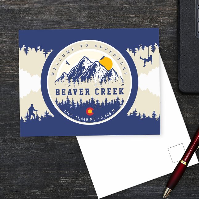 Beaver Bäck Colorado Flagga Mountain Ski Souvenir Vykort (Skapare uppladdad)