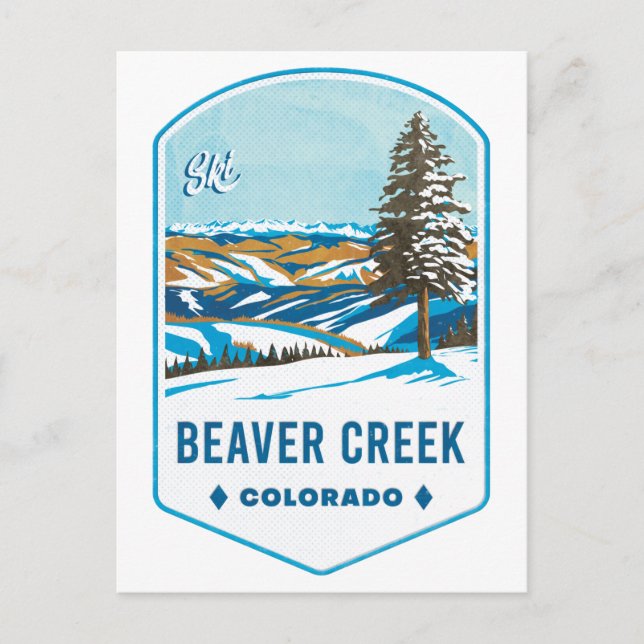 Beaver Bäck Colorado Ski Badge Vykort (Framsida)