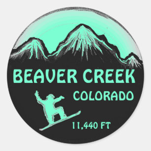 Beaver Bäck Colorado teal snowboard art-klistermär Runt Klistermärke