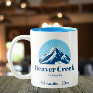 Beaver Bäck Colorado USA skidsovenir-kaffe Två-Tonad Mugg