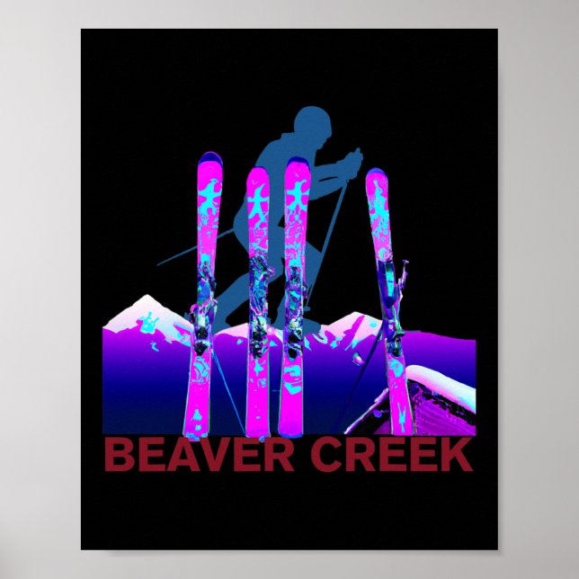 Beaver Bäck Skiing Snowboarding Retro 90s Beaver Poster (Framsidan)